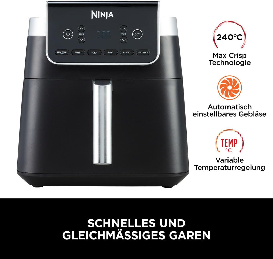 Ninja Air Fryer Heissluftfritteuse MAX PRO, 6,2L Airfryer, Antihaftbeschichtung, spülmaschinenfester
