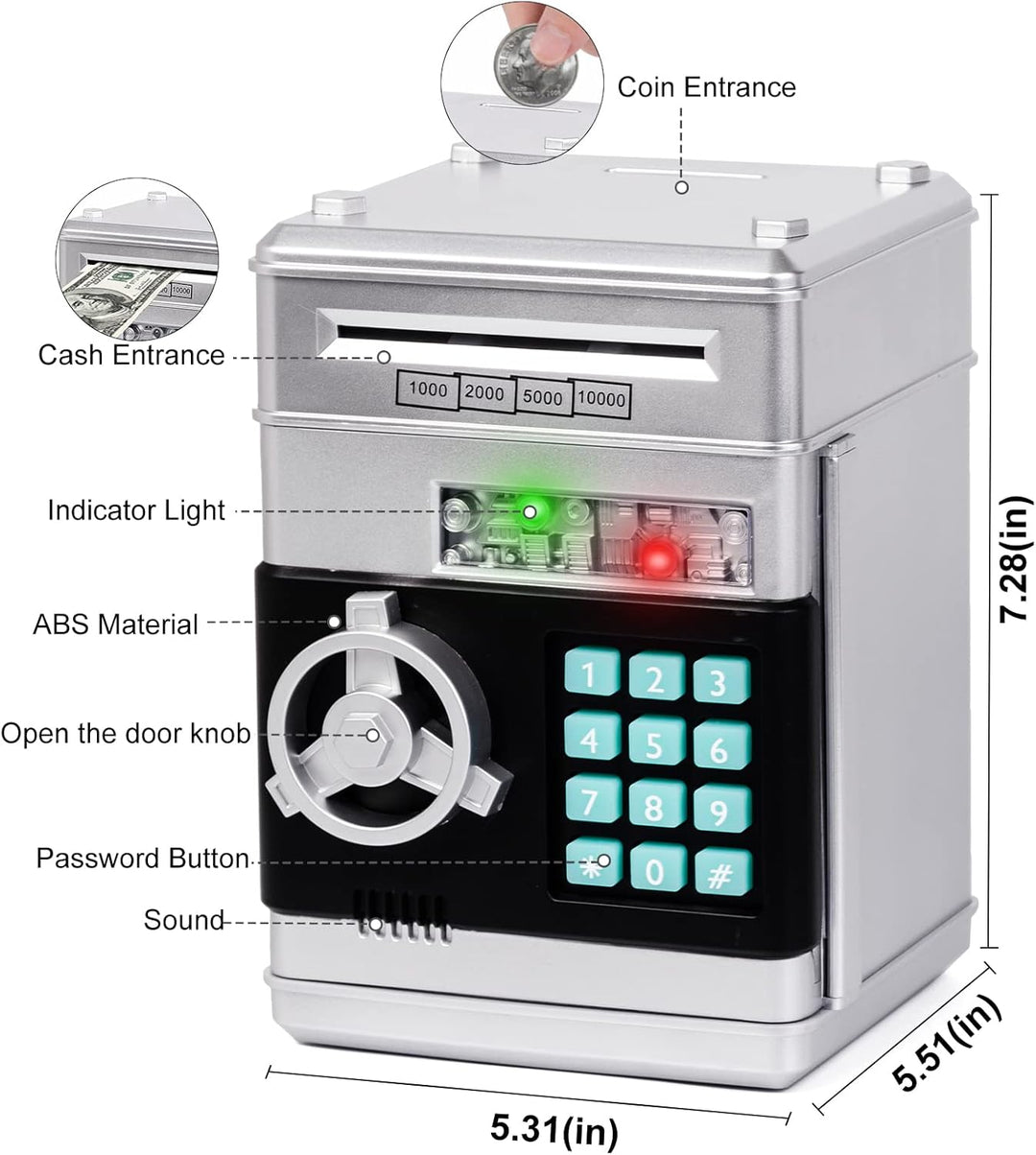 Highttoy Spardose für Kinder 3-12 Jahren,Kinder Tresor Elektronische Spardosen Kinder Safe mit Code