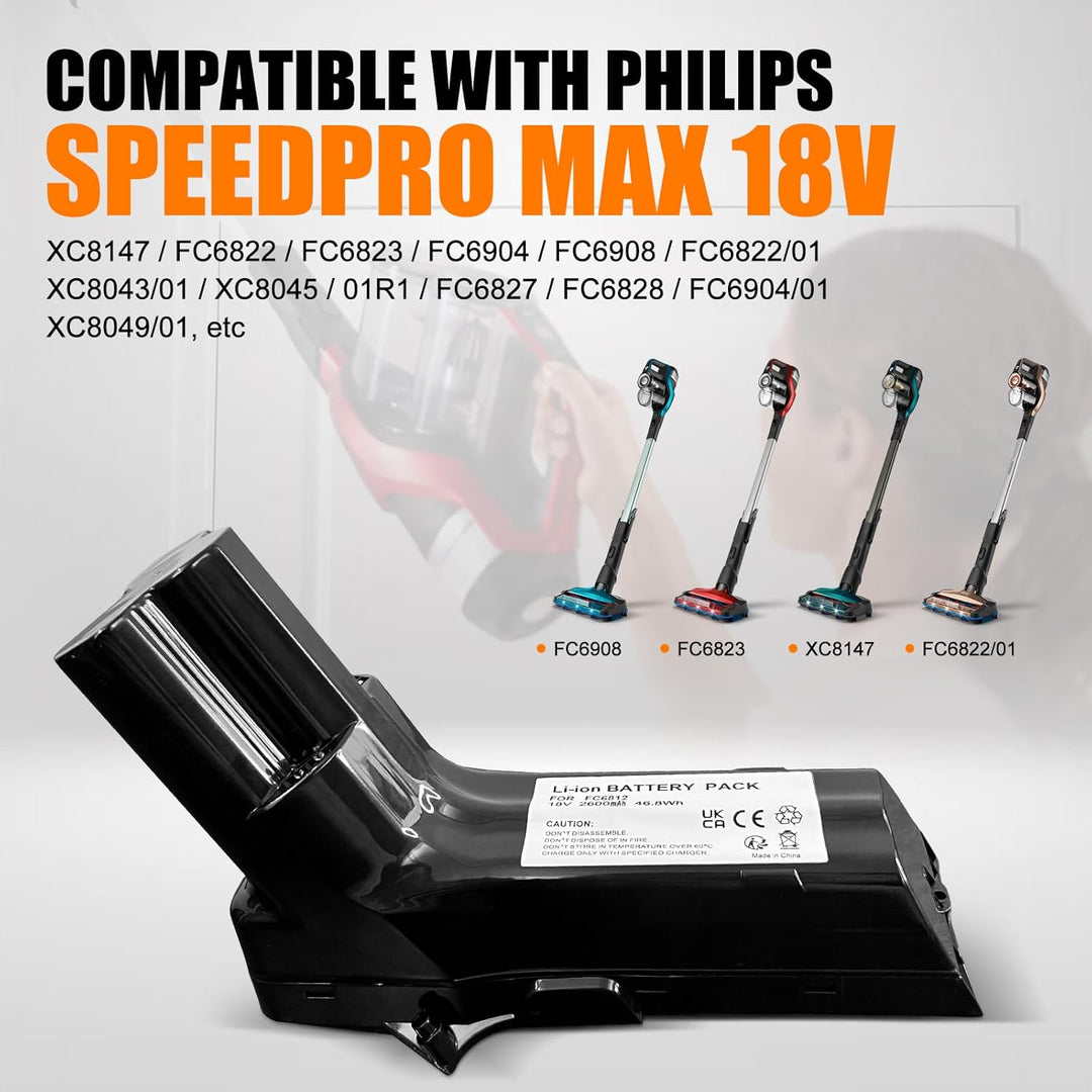 18V Akku für Philips Staubsauger,Kompatible mit Philips SpeedPro Max Aqua,SpeedPro Max Stick,FC6813