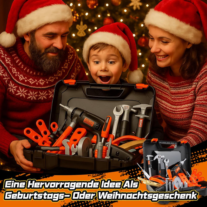 Werkzeugkoffer Kinder, Werkzeug Set Kinder mit MotorsäGe & Elektrische Bohrmaschine & Winkelschleife