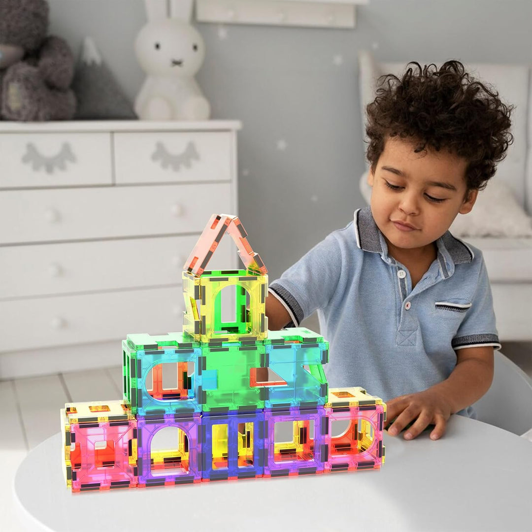 PicassoTiles PT42 Designer Artistry Kit 42pcs Set Magnet Building Tiles Clear Color Magnetic 3D Buil