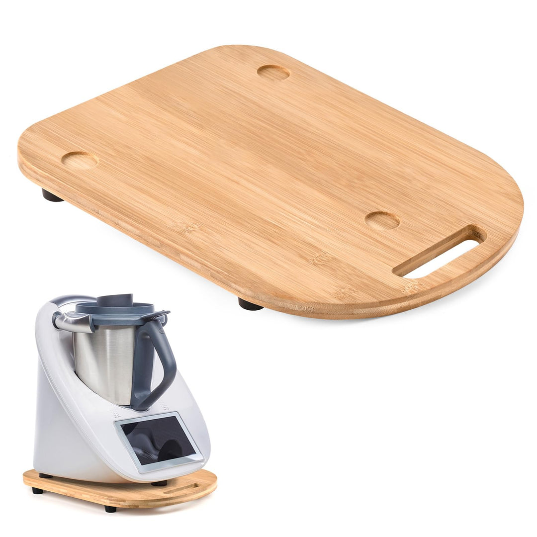 CHEPULA Gleitbrett für Thermomix TM6 / TM5, Premium Bambus Brett für Thermomix mit Rollen, Schnelles