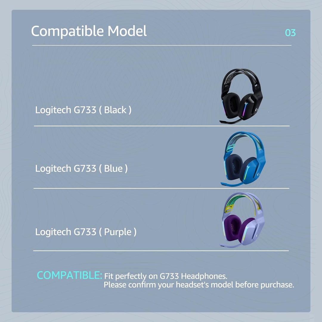 Ersatz-Ohrpolster für Logitech G733 G535 G335 Lightspeed Wireless Gaming Headset, Ohrpolster aus str