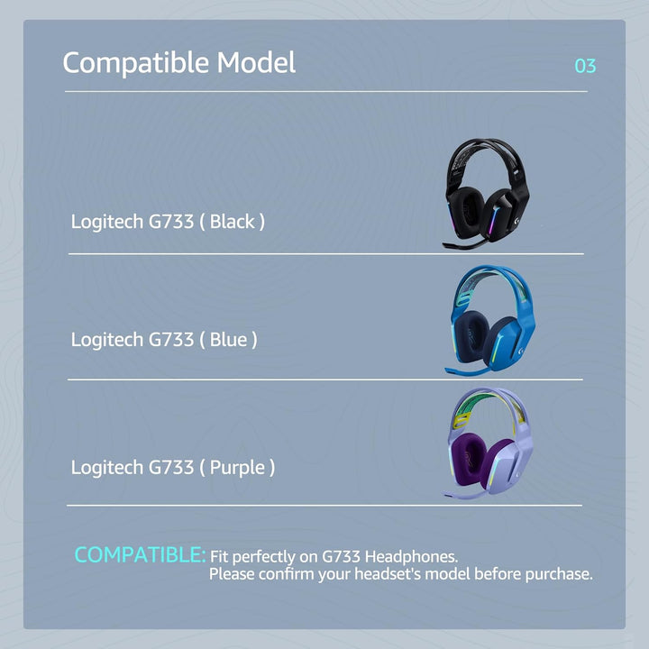 Ersatz-Ohrpolster für Logitech G733 G535 G335 Lightspeed Wireless Gaming Headset, Ohrpolster aus str