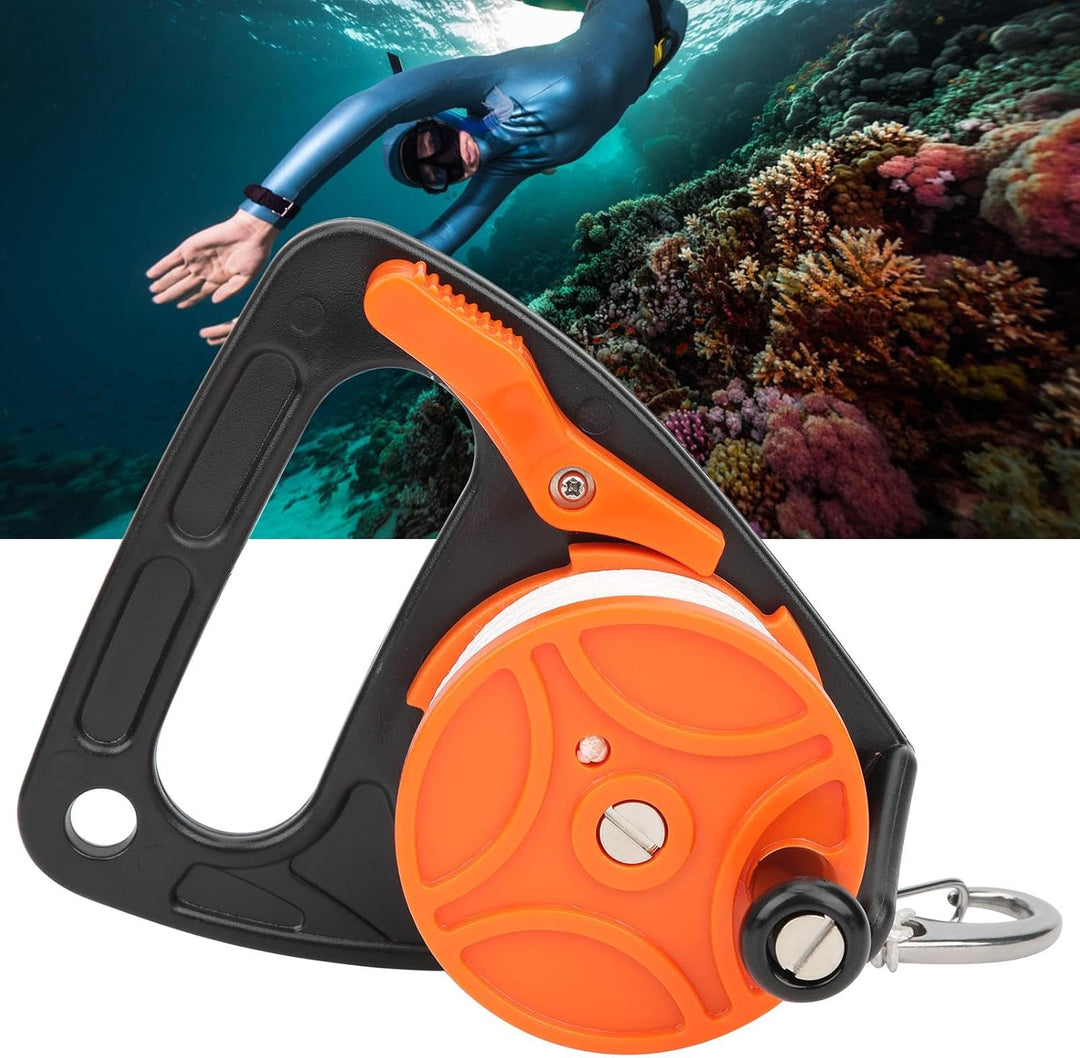 Nikou Tauchschnurrolle 150ft Tauchrolle mit Griff Mehrzweck-Tauchrolle(Orange)