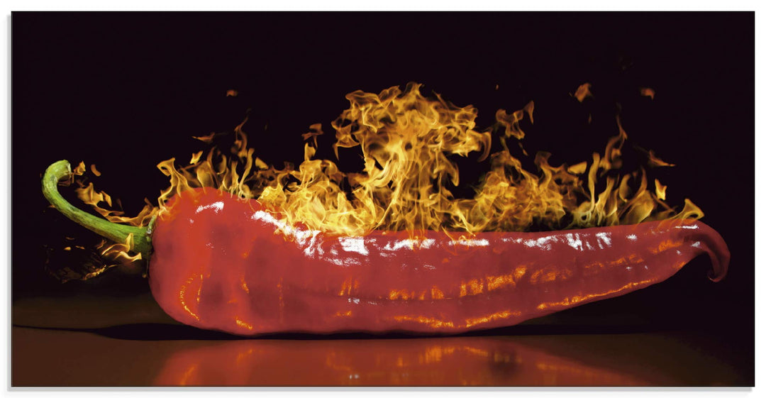 ARTland Glasbilder Wandbild Glas Bild einteilig 60x30 cm Querformat Essen Gewürze Chili Feuer Pepero