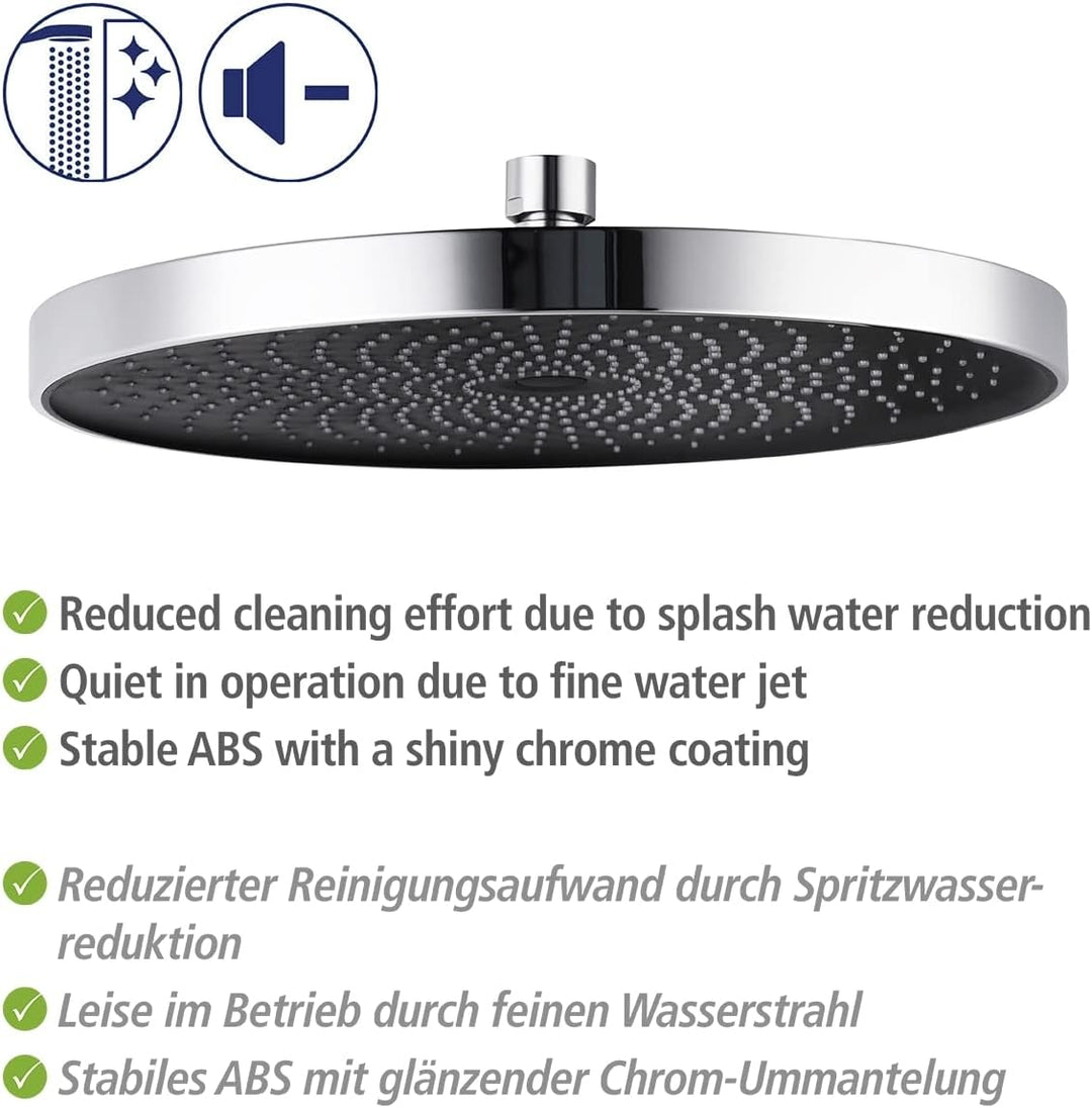 WENKO Softwater Duschkopf, Regenduschkopf, Universalbrause spritzarm und leise in der Funktion, Dusc