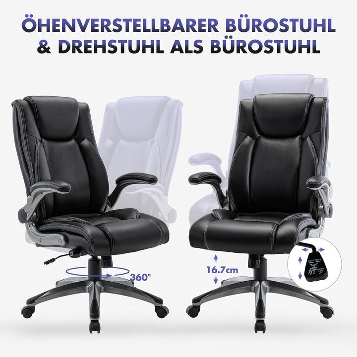 COLAMY Bürostuhl Ergonomisch, Ergonomischer Büro 360° Drehstuhl für Office, Chefsessel mit Hoher Rüc