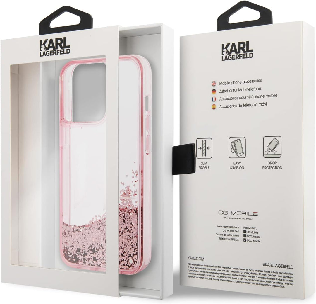 Karl Lagerfeld KLHCP14LLBKLCP Hülle für iPhone 14 Pro 6,1" rosa/pink hardcase Liquid Glitter Big KL