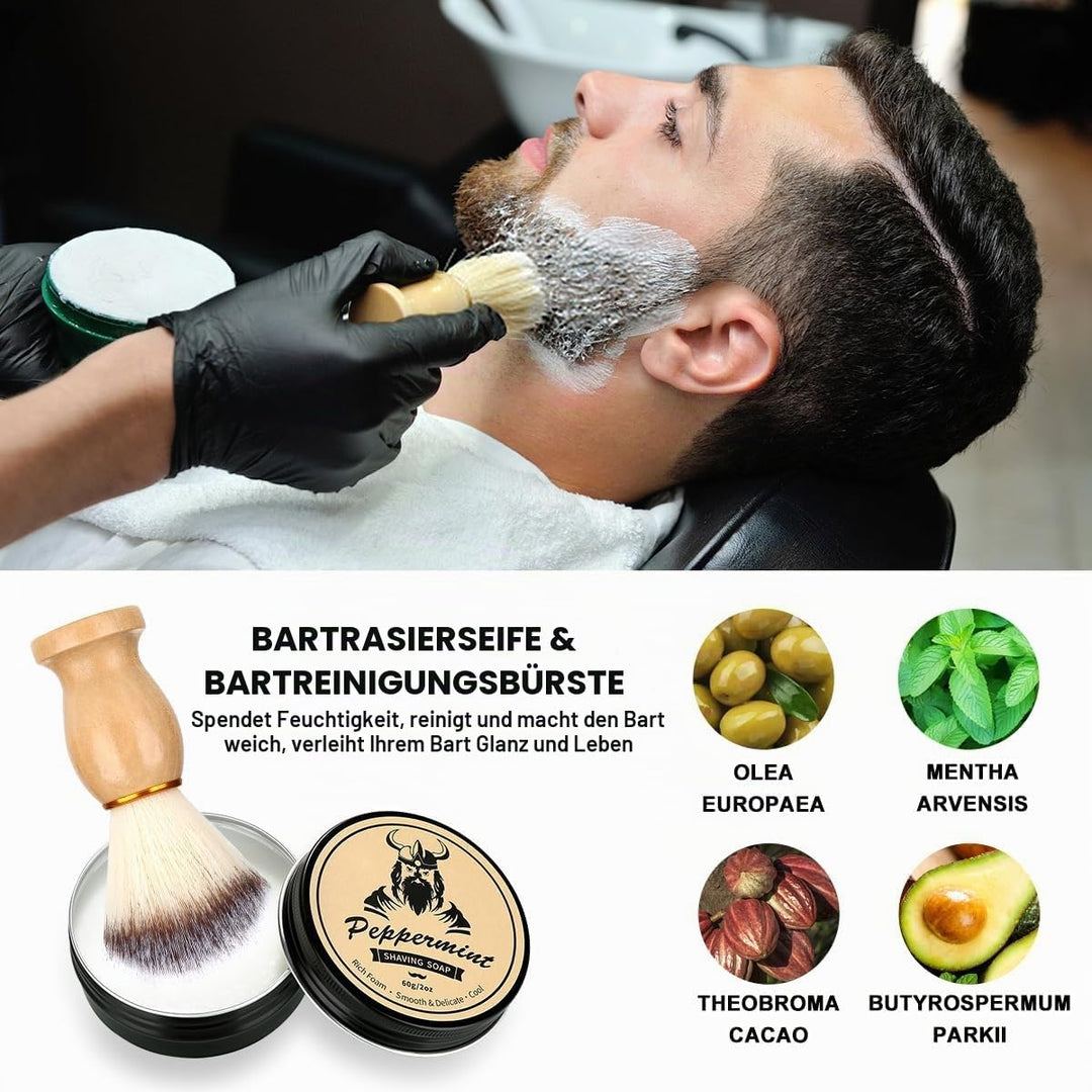 EXREIZSTBartpflege Set für männer, Bartpflege Set,mit 2 Bartöl BartbalsamBartkammBartbürsteBartschab