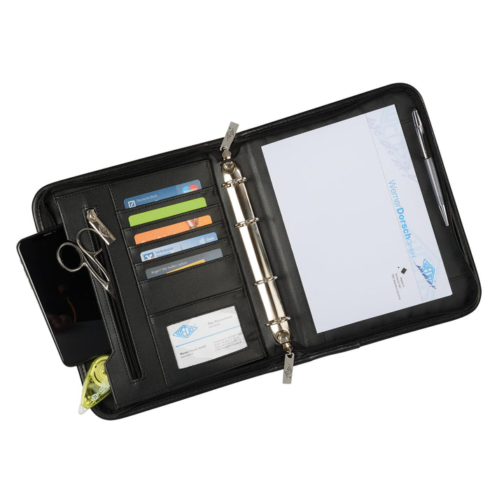 Wedo 585101 Konferenzmappe Elegance (aus Kunstleder, Nylon, 4-Ring-Mechanik, Reissverschluss, viele