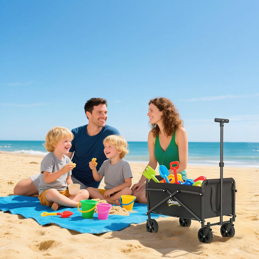 Outsunny Bollerwagen Faltbarer Handwagen 360° Gartenwagen Transportwagen mit verstellbarem Griff Str
