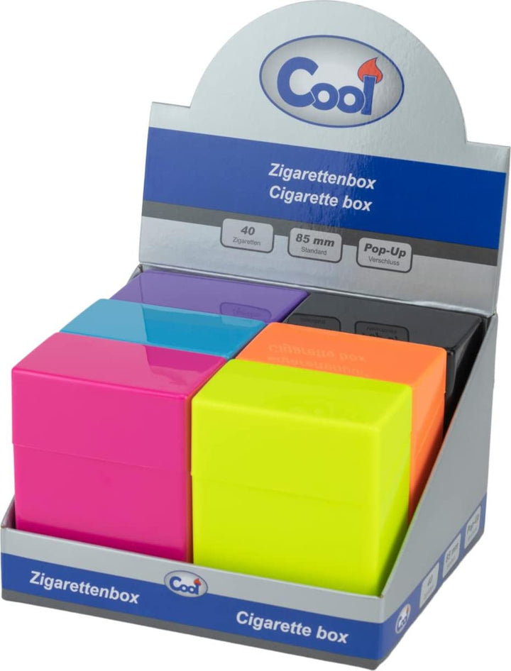 Zigarettenbox XXXL NEON BUNT für je 40 Zigaretten Etui Kunststoff Raucherbedarf mit Sprungdeckel Pop