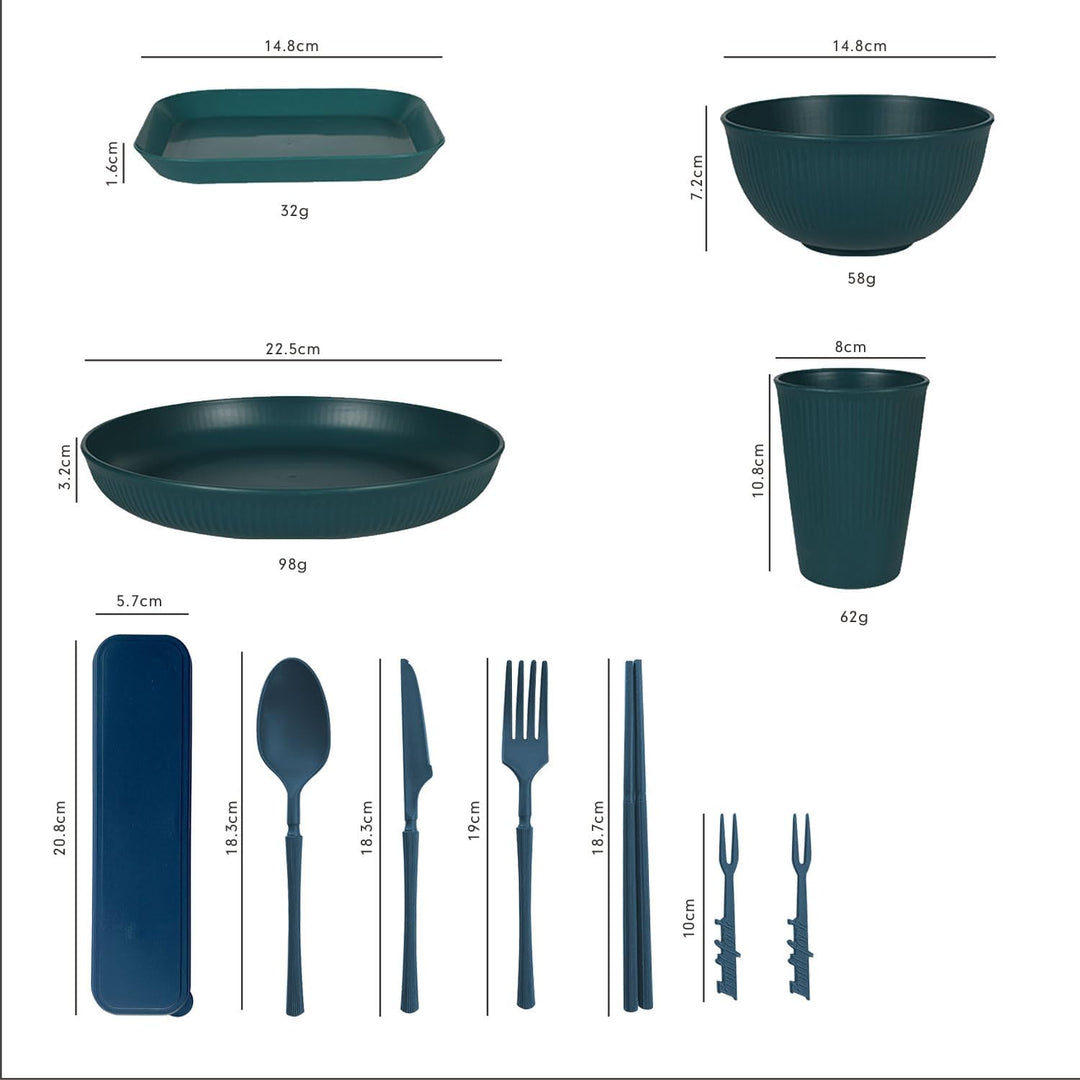 Camping Teller, Picknick Geschirr Sets 4 personen, Camping Zubehör aus Kunststoff für Party, Zuhause