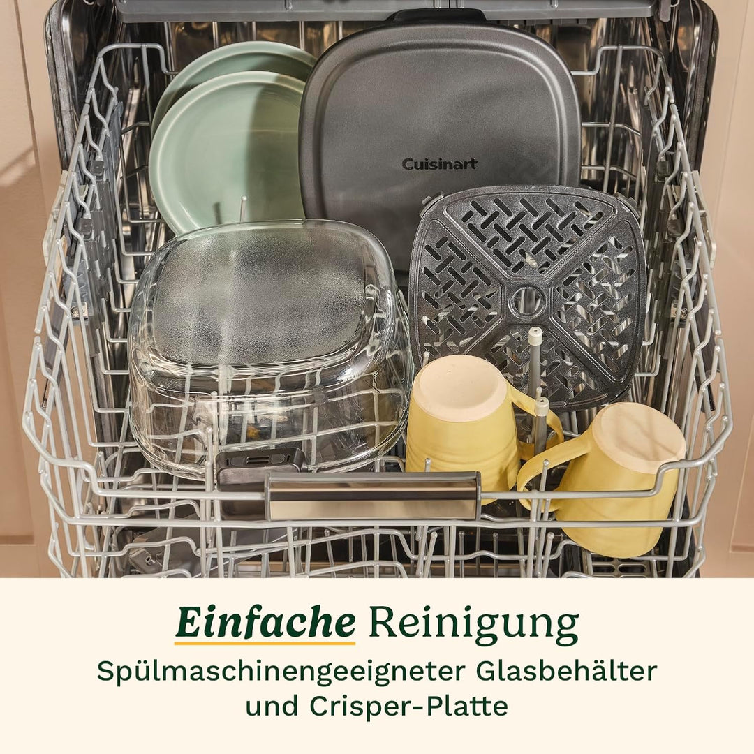 Cuisinart ClearView 3,8 L Heissluftfritteuse mit Glasbehälter | 5‑in‑1 Airfryer | Frittieren ohne Öl