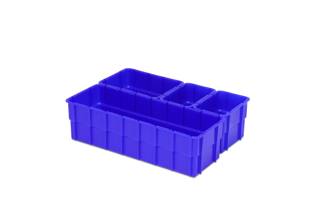 Einsatzkasten Einteilungs-Set für Eurobehälter, Schubladen mit Innenmass 362x262 mm (LxB), 102 mm ho