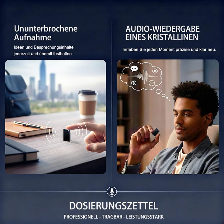 Diktiergerät Mini 64 GB Speicher, Diktiergerät und Sprachaktivierung, Voice Recorder Wiederaufladbar