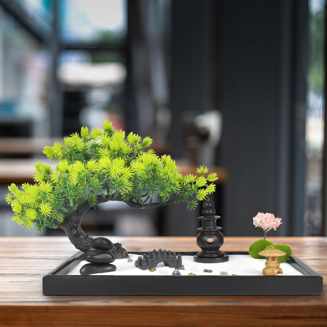 Artcome Japanischer Zen-Sandgarten für den Schreibtisch – Zuhause, Büro Schreibtischzubehör – Bambus