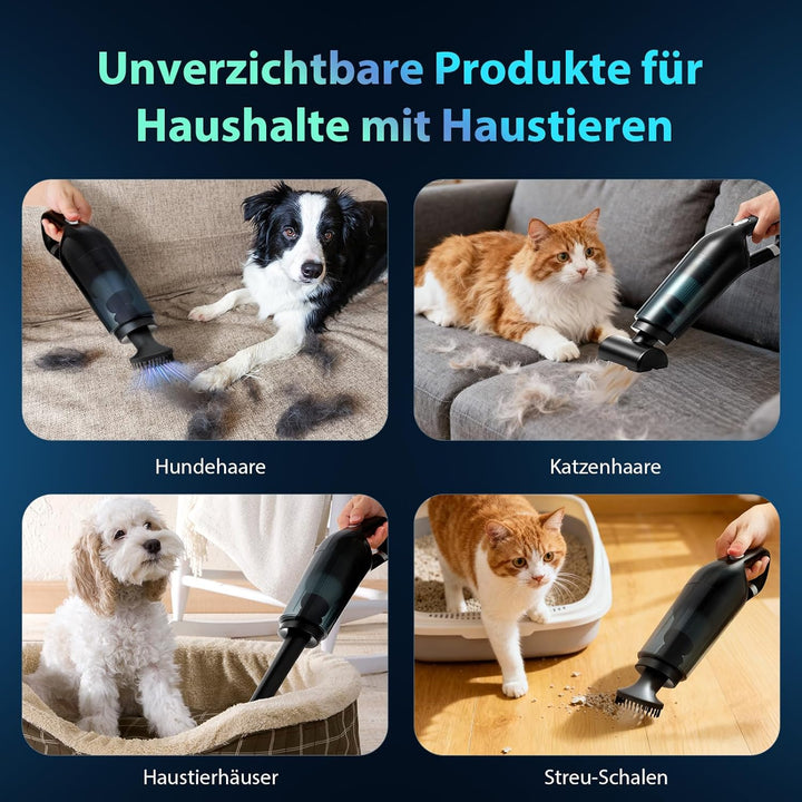 Handstaubsauger Akku Kabellos, 25000pa Auto Staubsauger Stark mit Bürstenloser Motor, 4-in-1Mini Sta