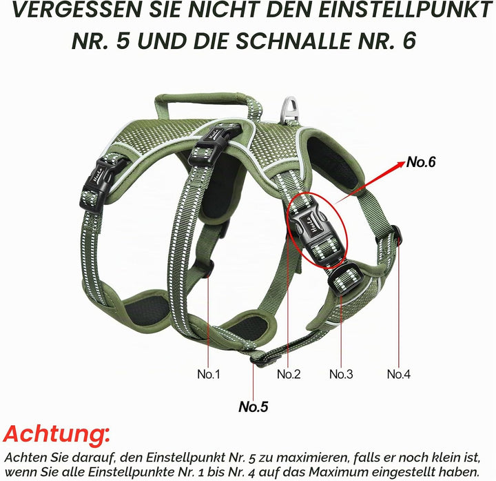 HEELE Hundegeschirr, Ausbruchsicher, Schnalle im Halsbereich, Reflektierend, Brustgeschirr mit Robus
