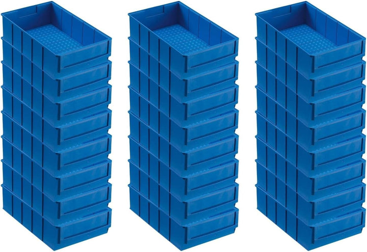 SuperSparSet 24x Blaue Industriebox 300 B | HxBxT 8,1x18,3x30cm | 3,4 Liter | Sichtlagerkasten, Sort