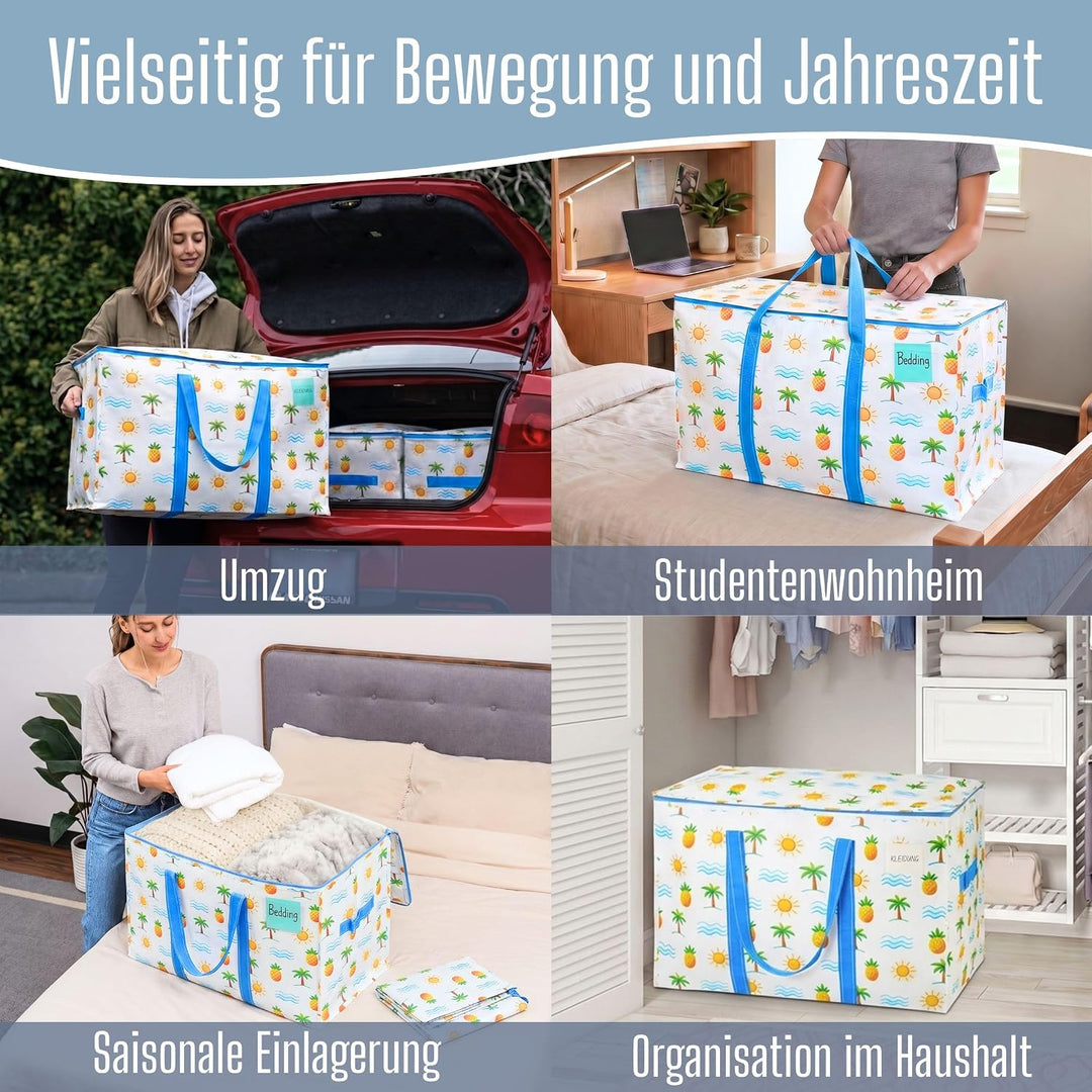 VENO 102 Liter Grosse Aufbewahrungstasche mit Deckel, Starke Griffe Umzugstaschen mit Reissverschlüs