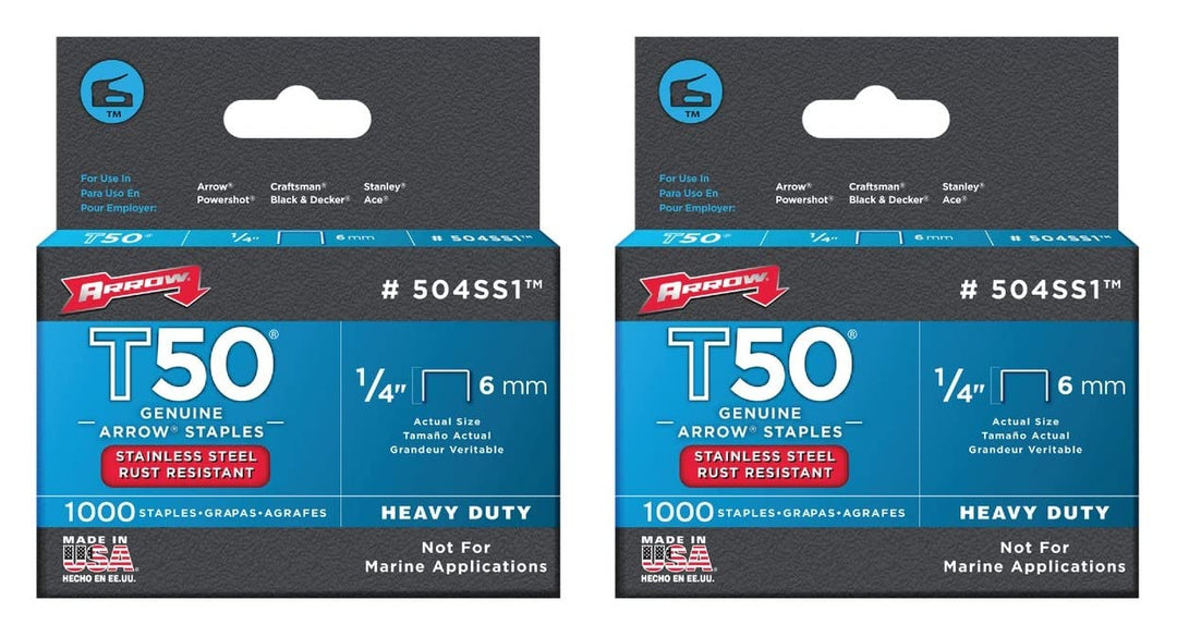 Pfeilverschluss 504SS1 6,35 mm T50 Edelstahlklammern Pack of 2 (1/4 Inch)