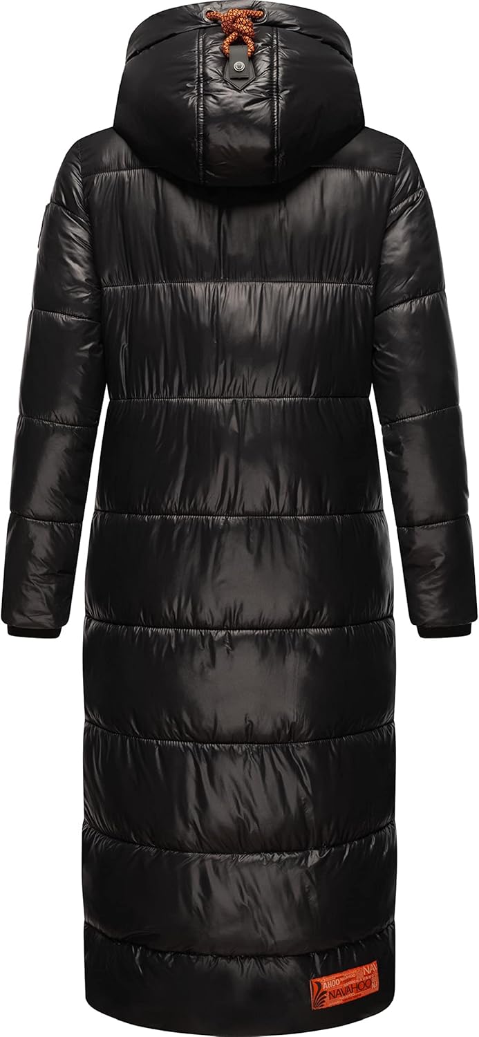 Navahoo Damen Warmer Winter Steppmantel mit Kapuze Schmuseengel XS-XXL XXL Schwarz, XXL Schwarz