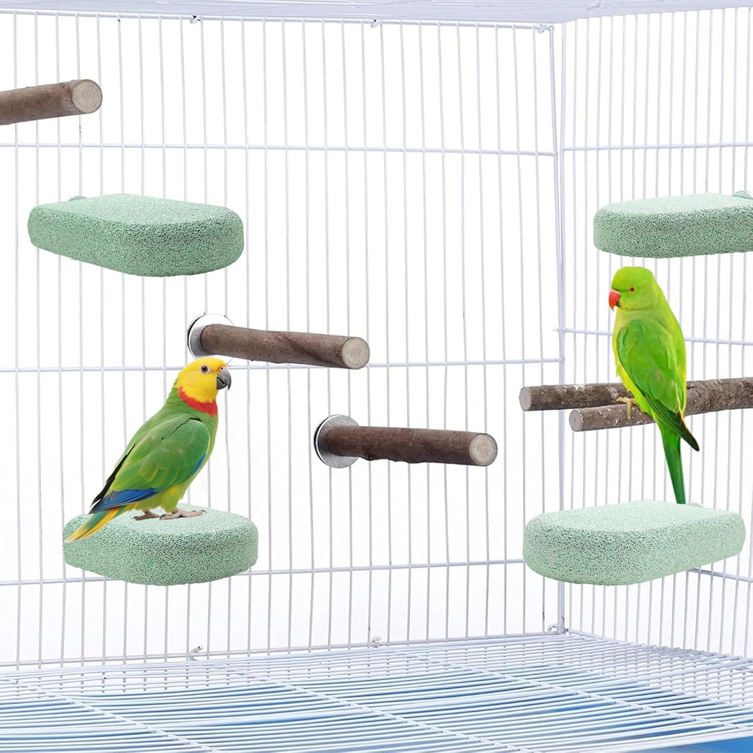 Allazone Papagei Zähne Schleifen Stein, Vogelsitzstangen, Natürliches Kauspielzeug für Kleine Bis Mi