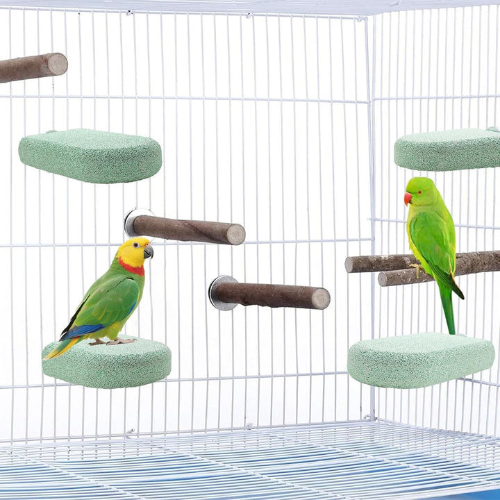 Allazone Papagei Zähne Schleifen Stein, Vogelsitzstangen, Natürliches Kauspielzeug für Kleine Bis Mi