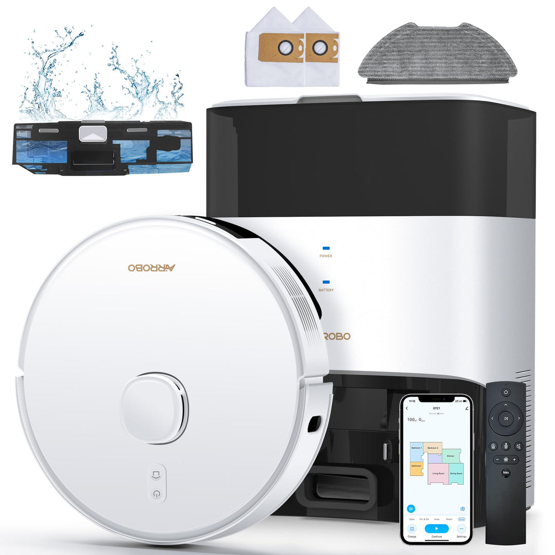 AIRROBO GT21 Saugroboter mit Wischfunktion, 3.5L Staubsauger Roboter mit Absaugstation, 180Min Laufz