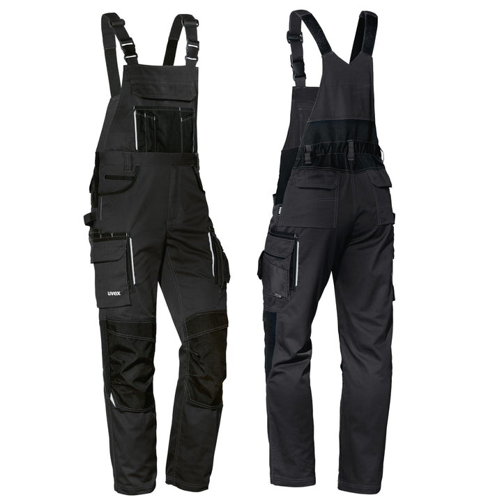 Uvex Tune-up Lange Herren-Arbeitshose - Lange Latzhose mit Knietaschen 42 Schwarz, 42 Schwarz