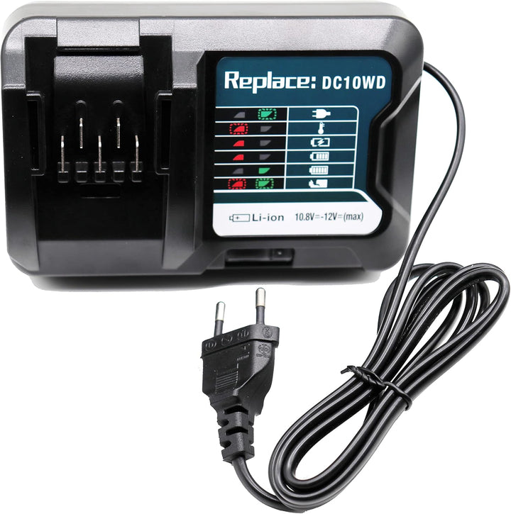 FengWings® Ladegerät DC10WD Ersetzen Für 10.8V 12V Makita Ladegerät DC10WD DC10SB DC10WC, Kompatibel