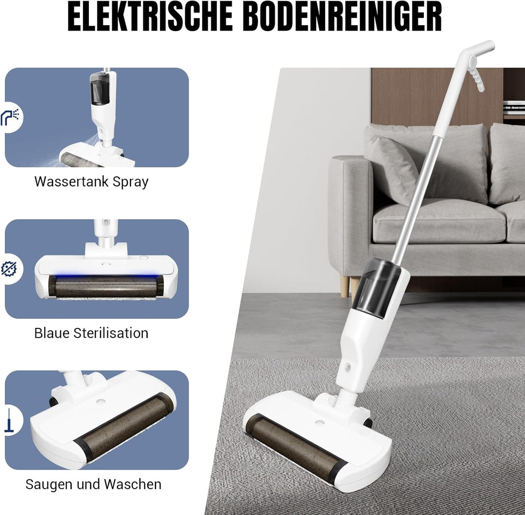 Kabelloser Elektrischer Wischmopp, 9600 U/min Rotierende Mikrofaser-Bürste, 550 ml Wassertank, 500 m
