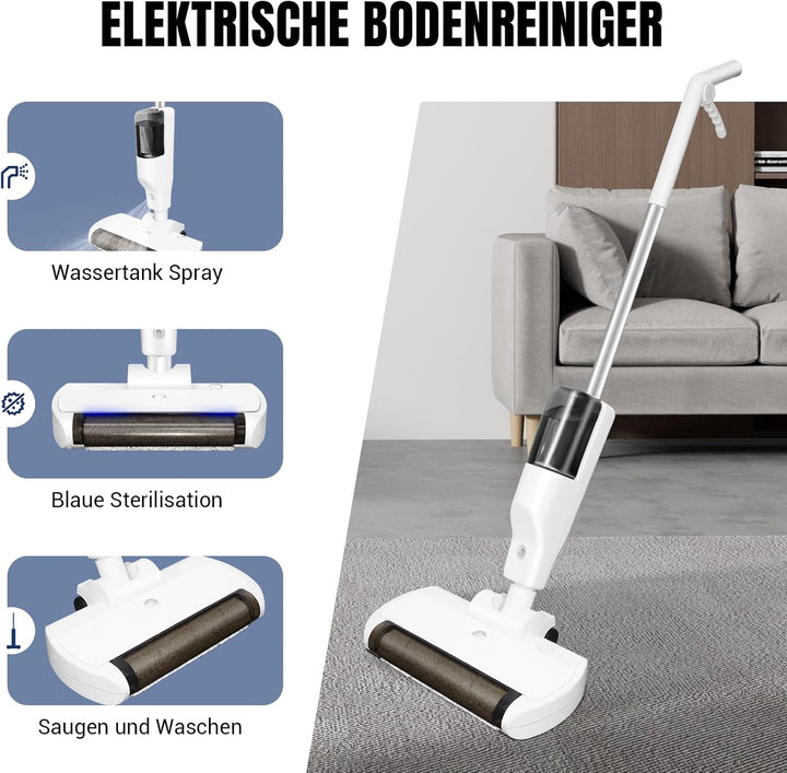 Kabelloser Elektrischer Wischmopp, 9600 U/min Rotierende Mikrofaser-Bürste, 550 ml Wassertank, 500 m