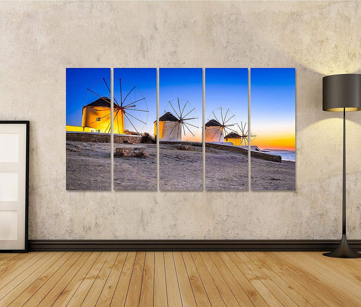 islandburner Bild auf Leinwand Mykonos Kato Mili Windmühle Griechenland Bilder Wandbilder Poster Lei