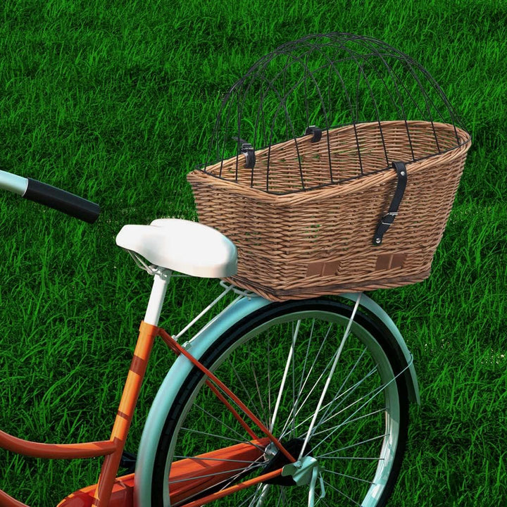 vidaXL Fahrrad Gepäckträgerkorb mit Abdeckung Fahrradkorb Weidenkorb Transportkorb Gepäckträger für