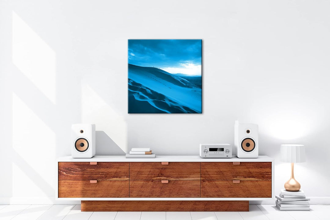 Sanddüne in der Wüste Format: 60x60 Effekt: Monocrome Blau als Leinwandbild, Motiv fertig gerahmt au