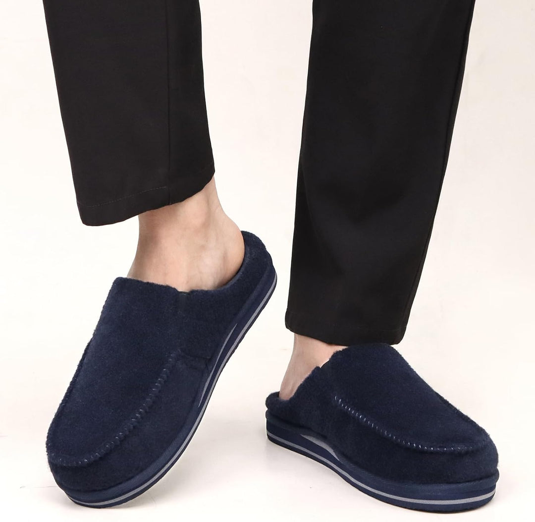 ONCAI Hausschuhe Herren Komfort Pantoffeln Plüsch Streifen Hüttenschuhe Wärme Cord Flauschig Slipper