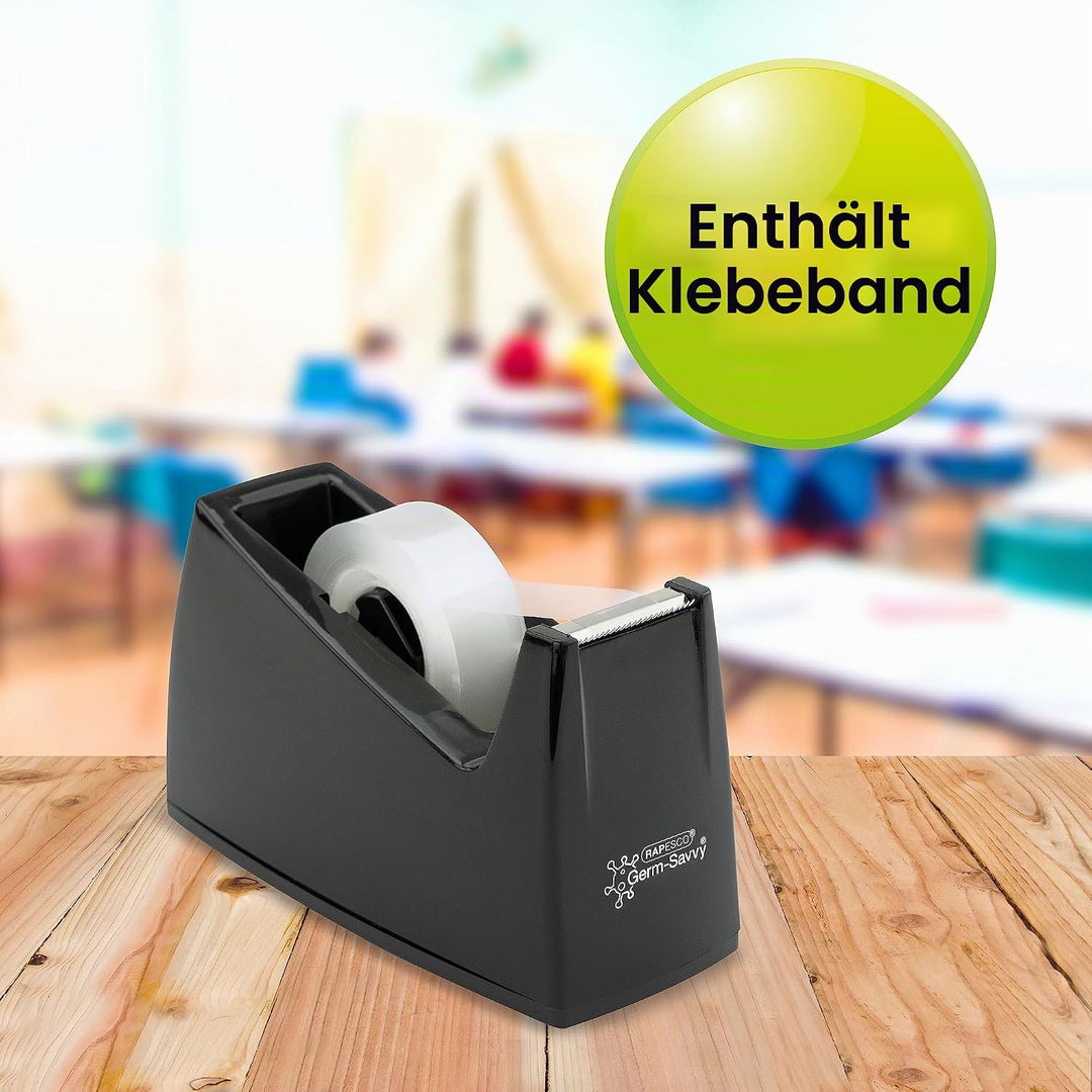 Rapesco 1741 Business Pack: 4 Germ-Savvy Antibakterielle 300 Klebebandabroller und 4 Transparente Kl