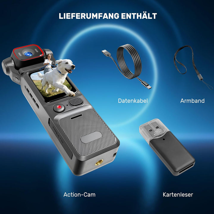 Vlogging Kamera 4K, Kleine Pocket Kamera, Actionkamera für Outdoor