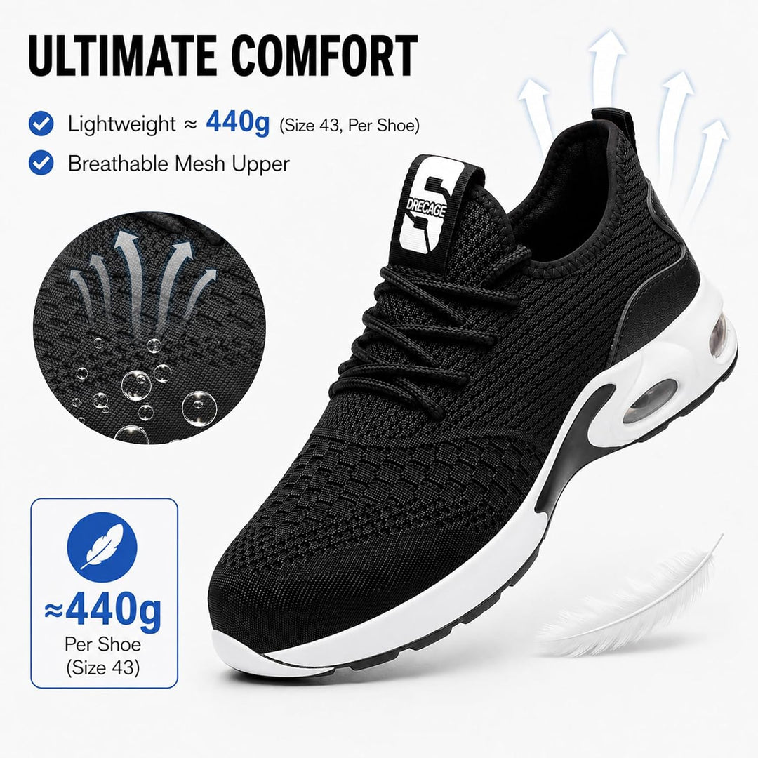Nasogetch Sicherheitsschuhe Herren Leicht Arbeitsschuhe Damen Sportlich Stahlkappenschuhe rutschfest