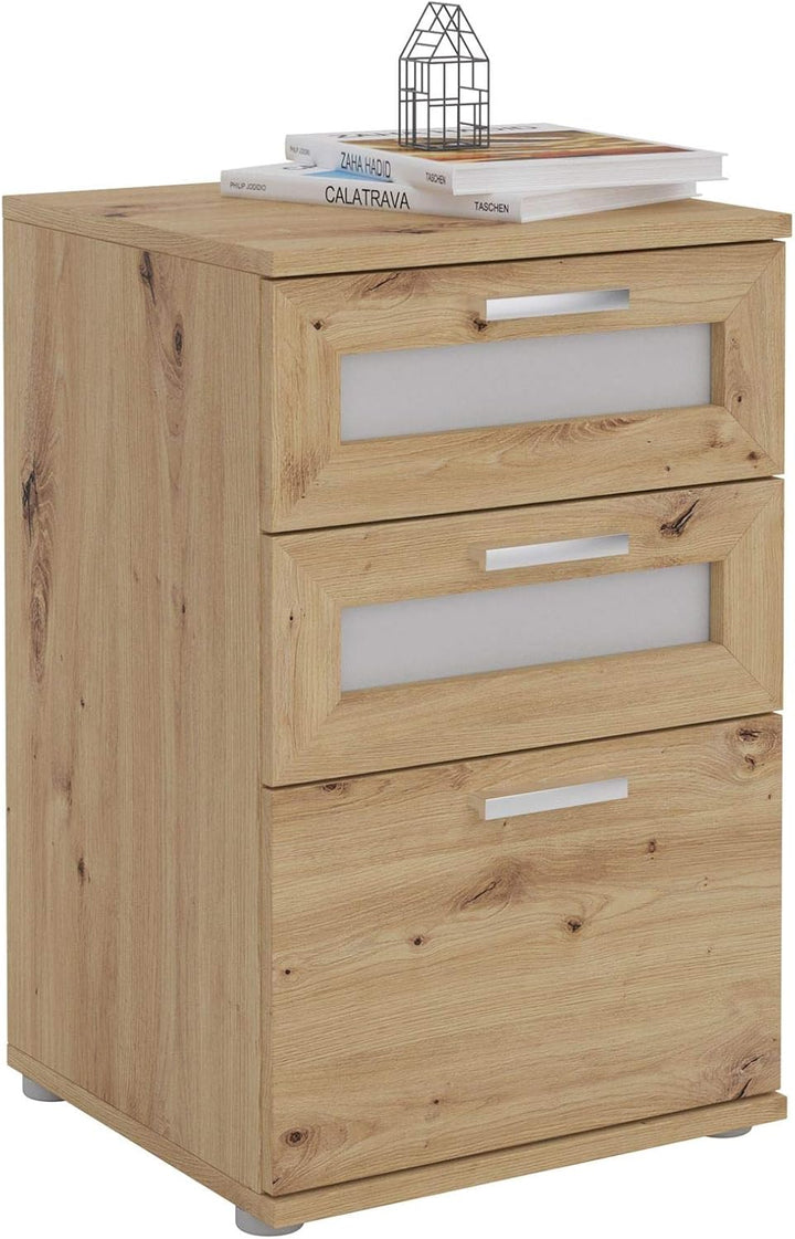 CARO-Möbel Nachttisch für Boxspringbetten Nachtschrank Nachtkommode MARIKE in Asteiche, mit 3 Schubl