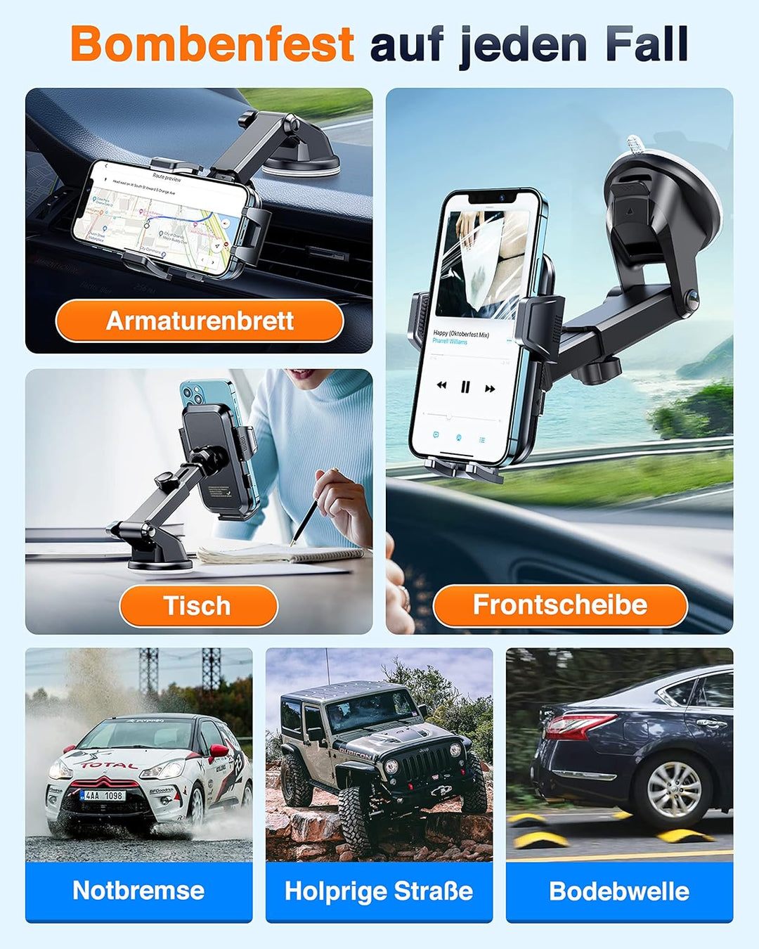 VANMASS【2024 Neueste & Stärkste】 Handyhalterung Auto Militär-Klasse Handy Halterung Auto【Über 20KG S