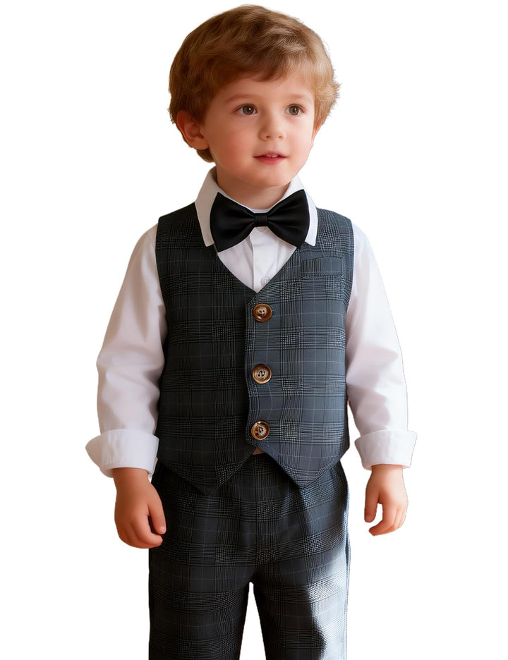 mintgreen Baby Anzug Junge, 3 Stück Gestreift Outfit Hochzeit Gentleman Kleiderset Lange Ärmel Hemd