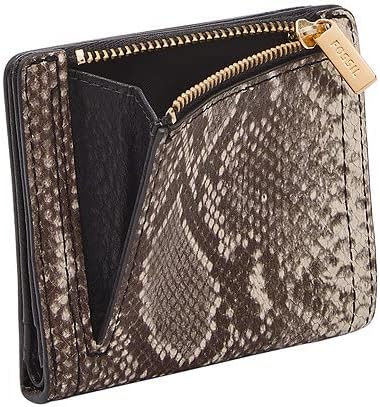 Fossil Geldbörse für Damen – Bifold Logan klein geprägt Leder Python-Optik, SL8264874 – 10,2 cm L x