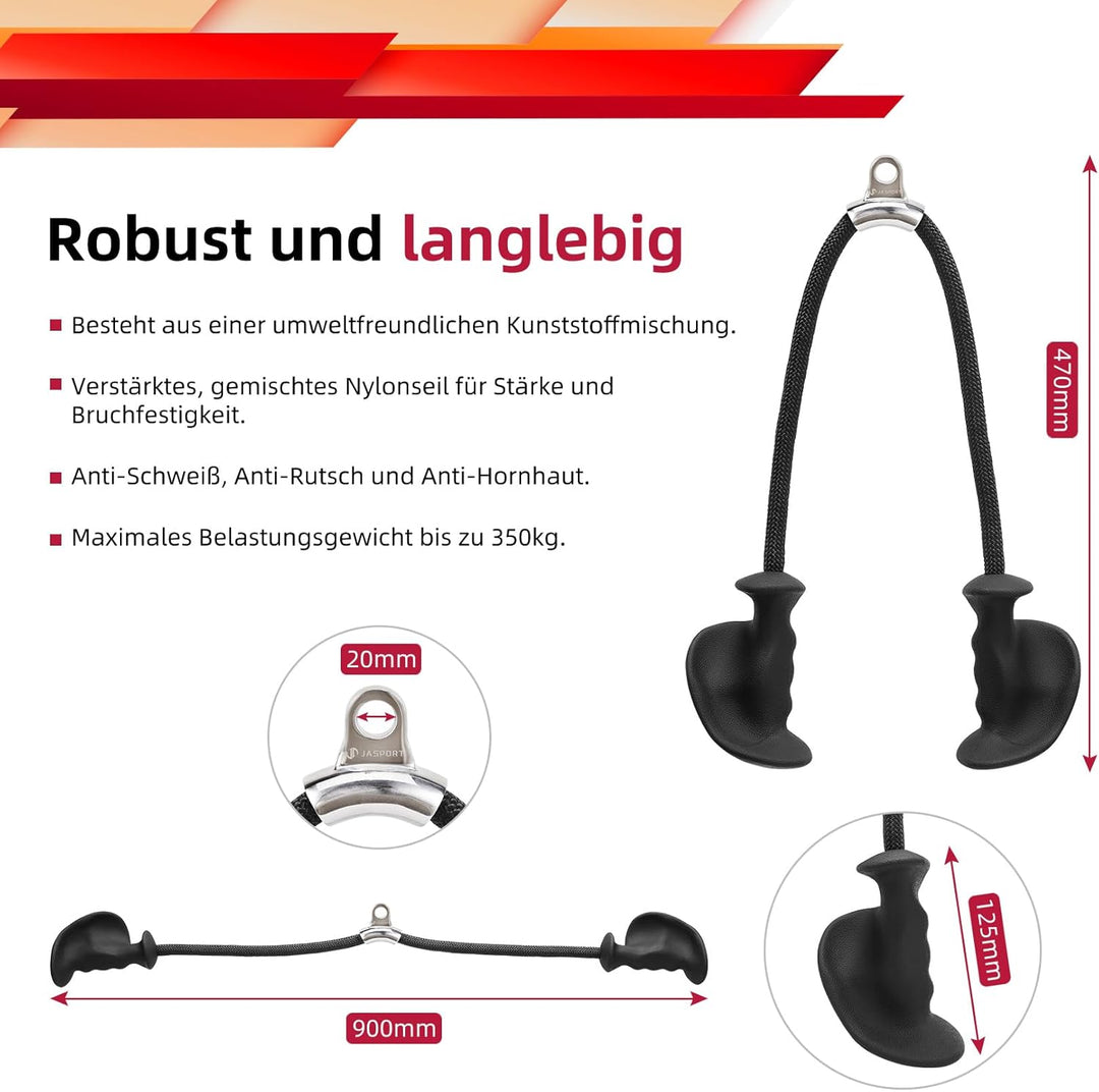 JASPORT Ergonomisches Trizeps-Seil für Indoor krafttraining für das Training von Trizeps, Rüchen, Ba