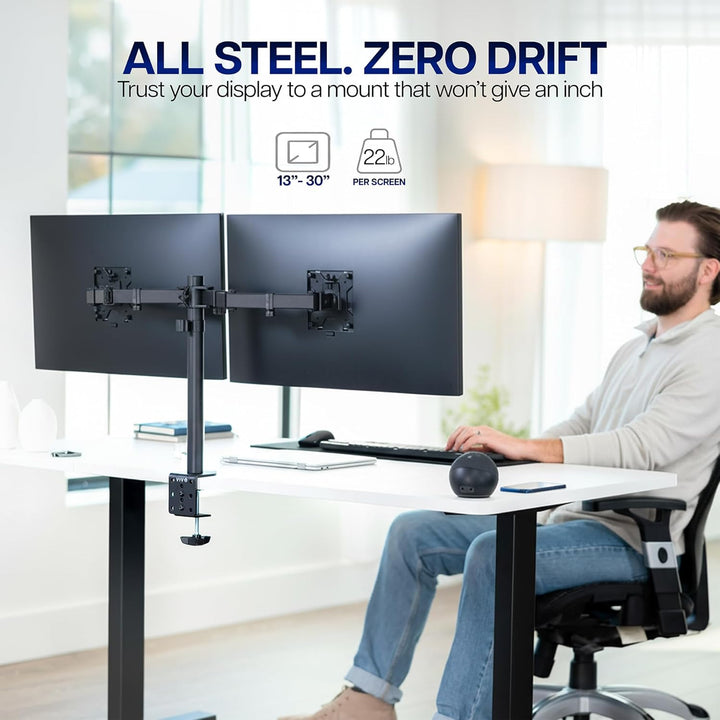 VIVO Dual LCD Monitor Desk Mount Stand Heavy Duty Fully Adjustable fits 2 /Two Screens up to 27" Sch