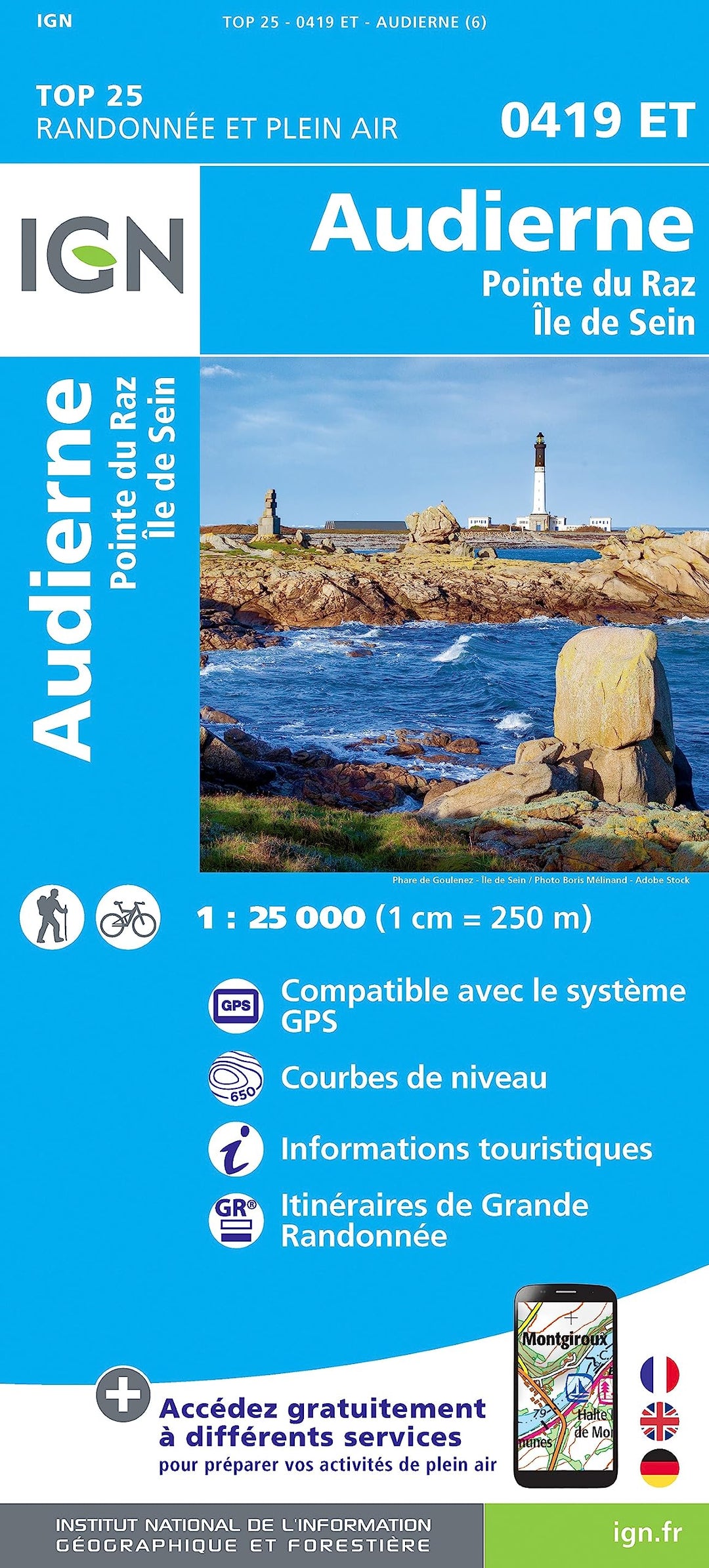 Audierne Pointe du Raz/Sein 1:25 000: 1:25000 (TOP 25), Karte