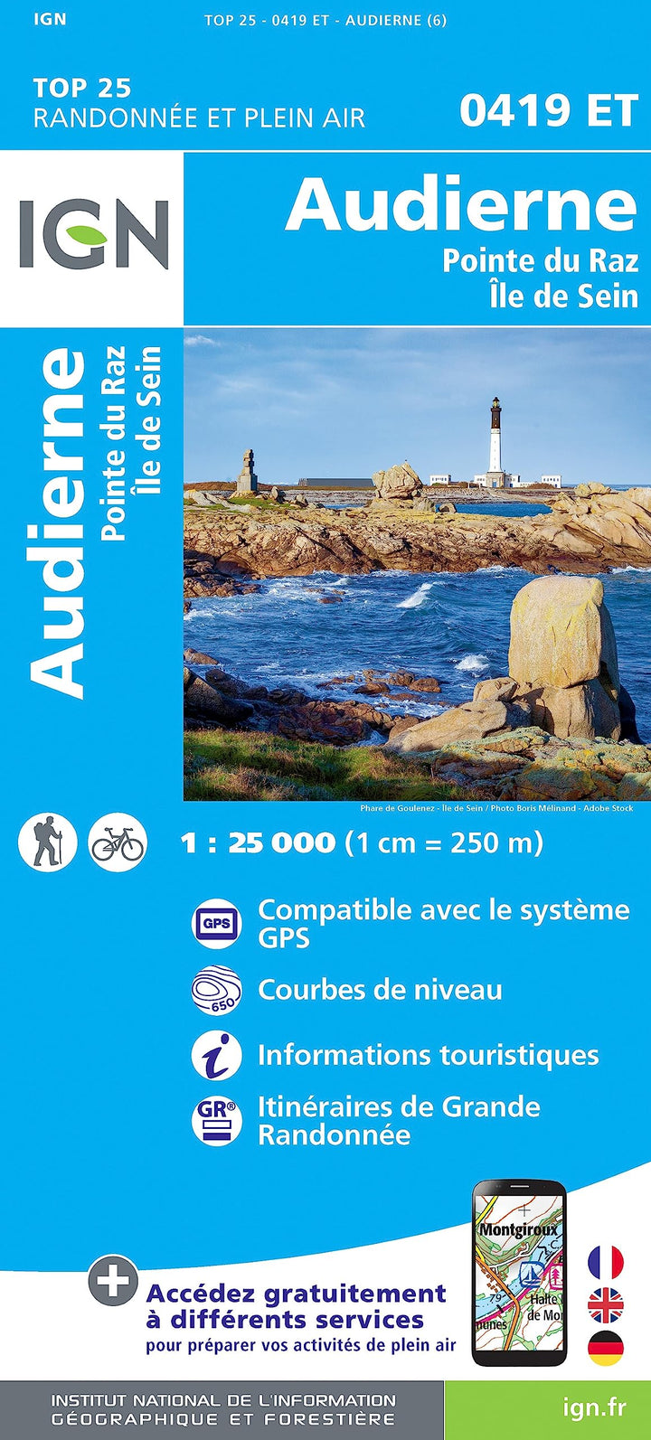 Audierne Pointe du Raz/Sein 1:25 000: 1:25000 (TOP 25), Karte